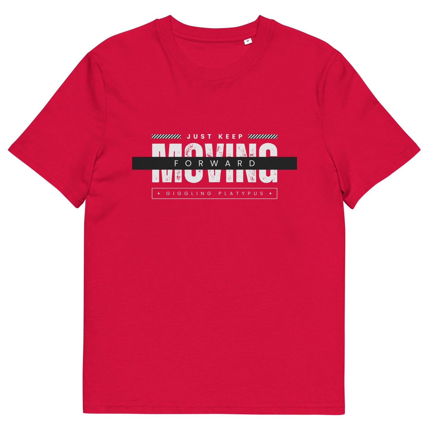 JUST KEEP MOVING FORWARD - UNISEX ORGANIC COTTON T-SHIRT RED