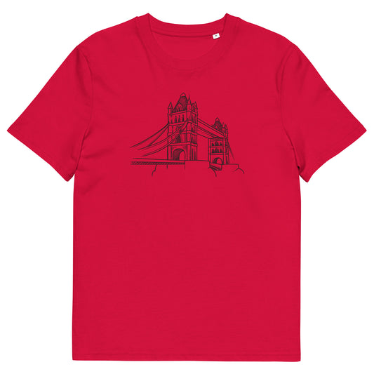 LONDON BRIDGE CARTOON - UNISEX ORGANIC COTTON T-SHIRT red