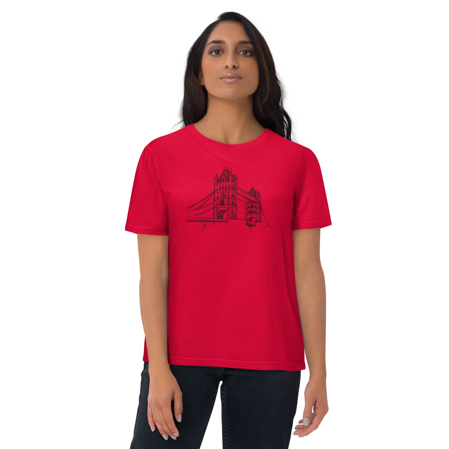 LONDON BRIDGE CARTOON - UNISEX ORGANIC COTTON T-SHIRT red