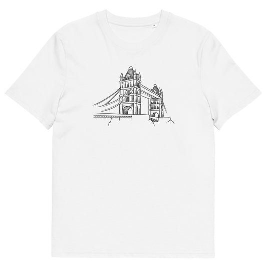 LONDON BRIDGE CARTOON - UNISEX ORGANIC COTTON T-SHIRT white